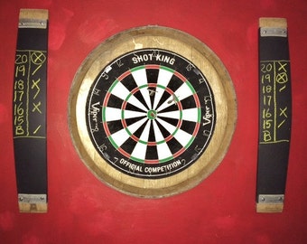 Wine Barrel Head Dartboard & Chalkboard Scorers Kit