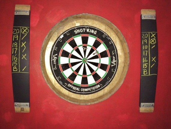 Wine Barrel Head Dartboard Chalkboard Scorers Kit Etsy
