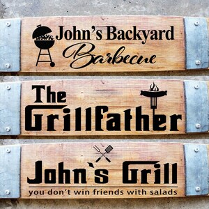 Grill Themed Barrel Stave Signs/Laser Engraved/Free Shipping