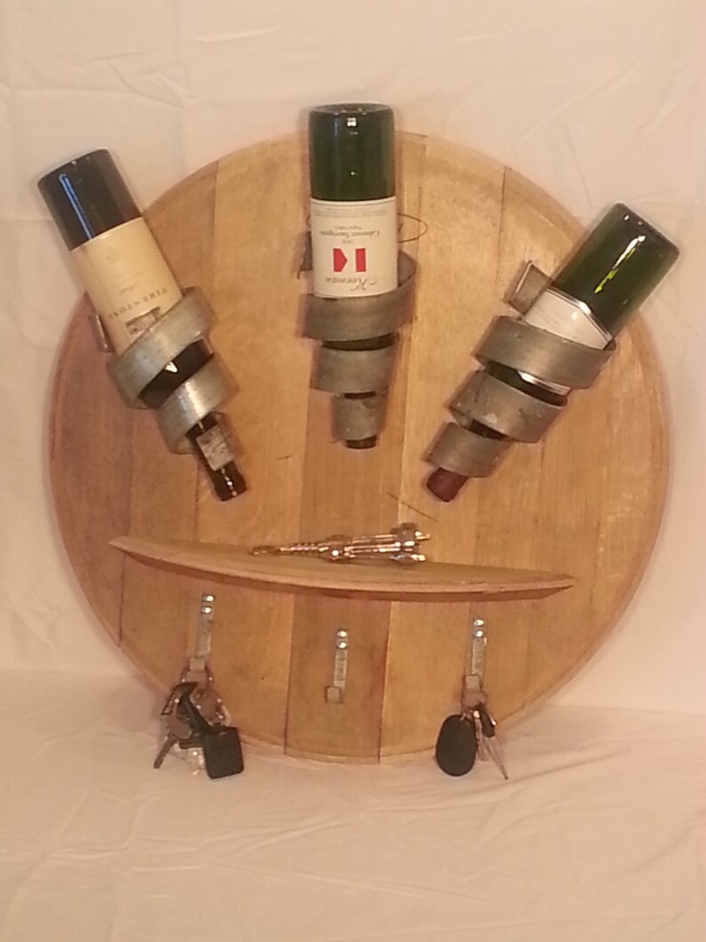 Wine Bottle Display W/ Shelf & Hooks Etsy