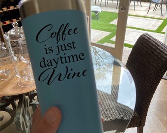 Coffee & Wine Themed Laser Engraved Skinny Thermal Tumblers