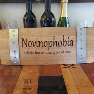 Novinophobia - Engraved Wine Barrel Stave Sign/Free Shipping/Wine Sayings/Gifts/Home Decor