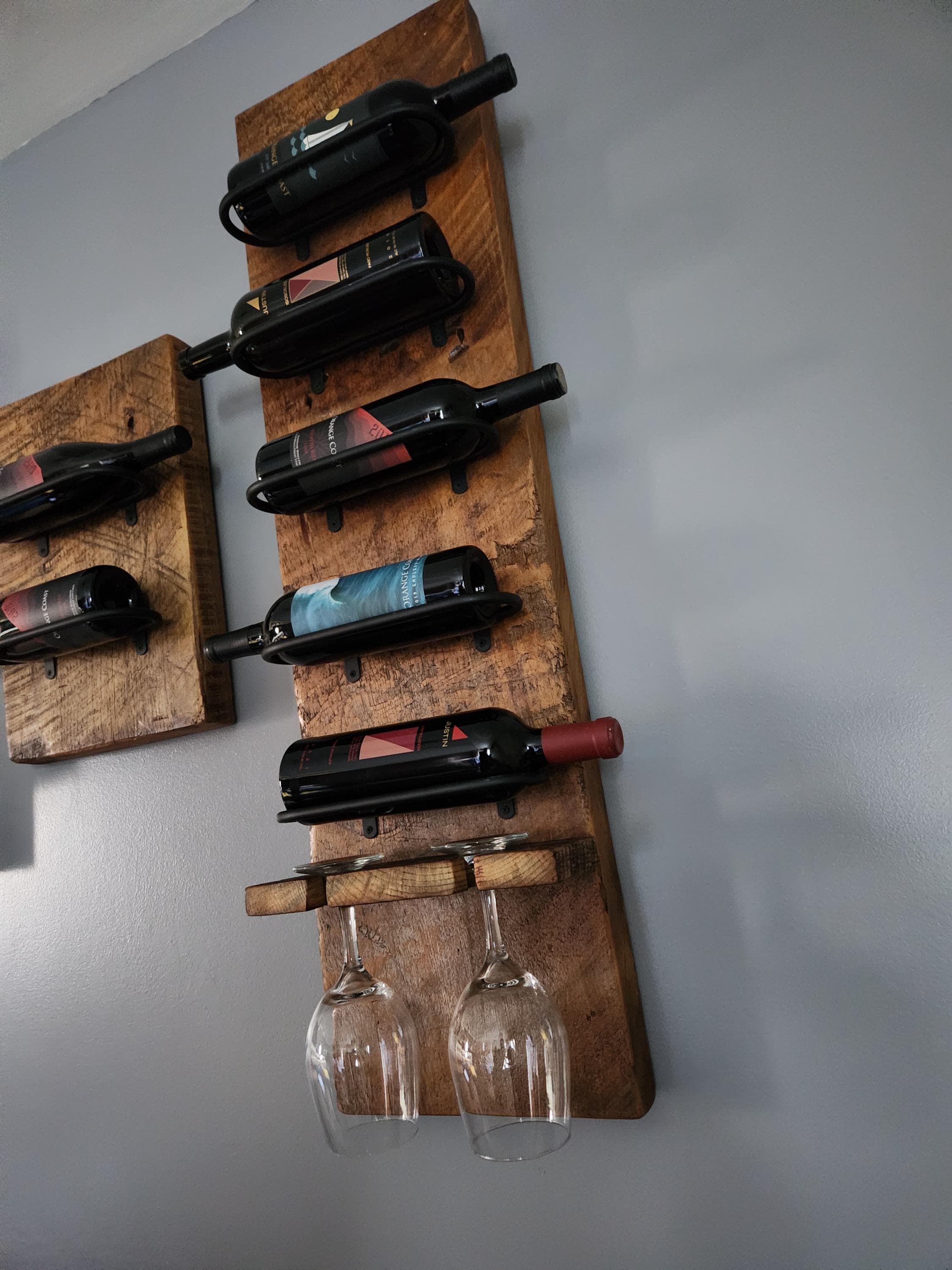 Rustic Wine Rholder Rustic Barn Wood Wine Rack With Glass Holder - Etsy