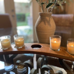 Wine Barrel Stave Candle Holder, Wood Votive Candle Holder, Wooden Candle Centerpiece, Wedding Table Centerpiece, Rustic Farmhouse Decor