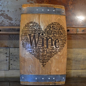 Heart of Wine Barrel Stave Sign/Laser Engraved/Laser Engraving/Personalized/Wedding/Wall Art/Wall Hanging/Free Shipping