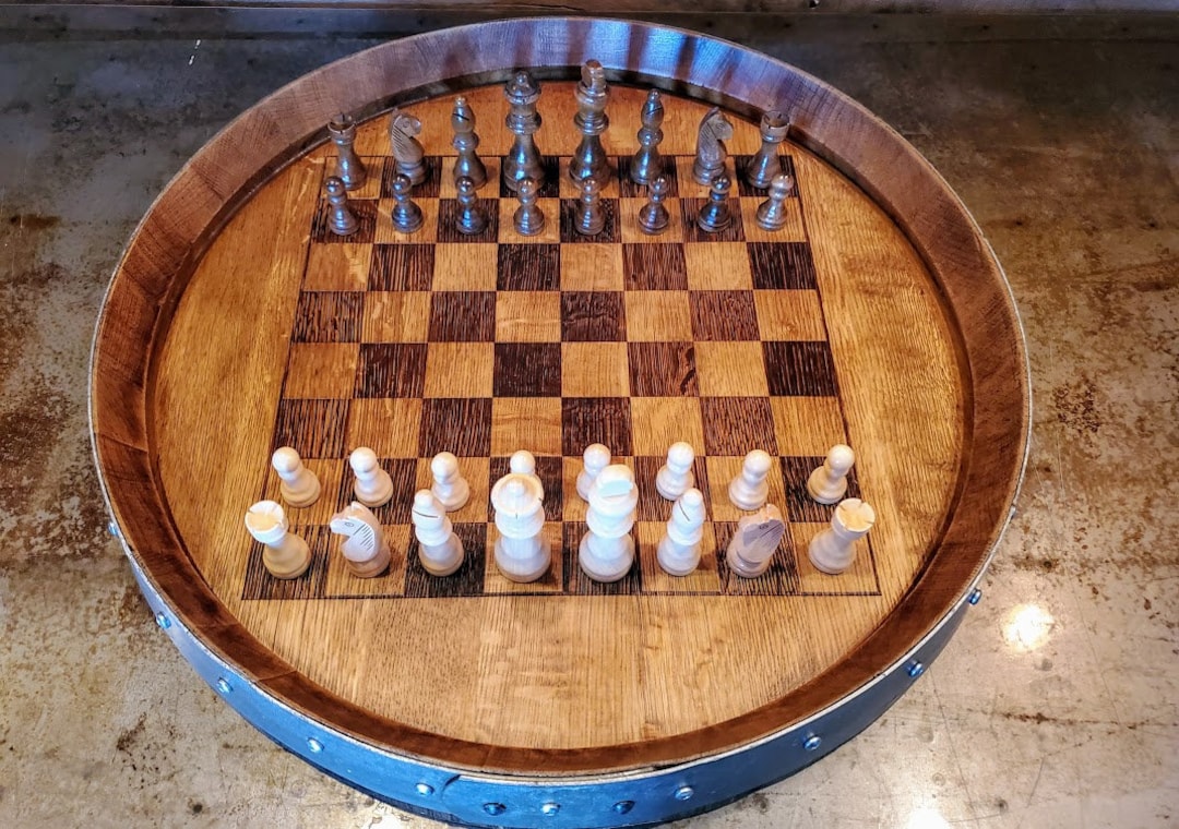 Laser Engraved Chess/checker Board Made From a Repurposed Napa Valley