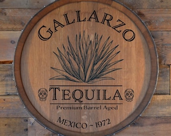 Tequila Personalized Barrel Head/Lazy Susan/Wall Art/Laser Engraved/Free Shipping
