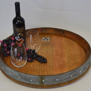 Lazy Susan Wine Barrel Top Plain or Labeled/Free Shipping