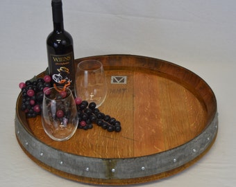 Lazy Susan Wine Barrel Top Plain or Labeled/Free Shipping