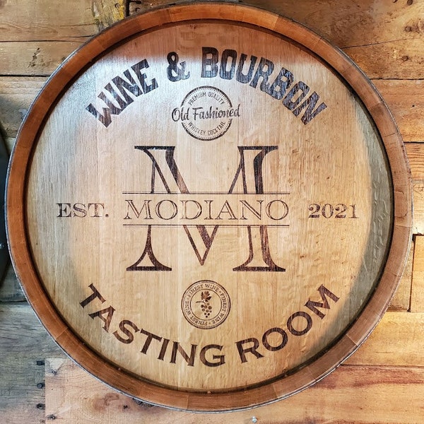 Wine and Bourbon Personalized  Wine Barrel Head/Lazy Susan/Wall Art/Wall Hanging/Laser Engraved/Laser Engraving/Wedding Gift/Free Shipping