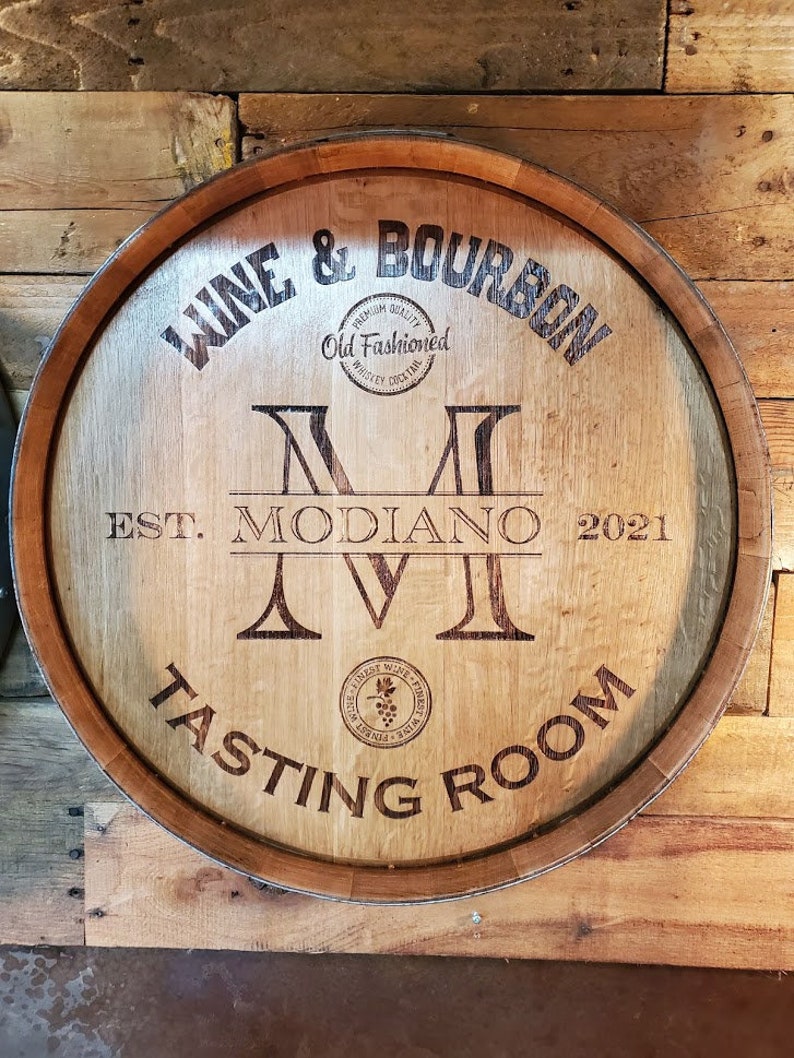 Wine and Bourbon Personalized Wine Barrel Head/lazy Susan/wall Etsy