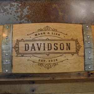 Personalized Family Established Wine Barrel Stave Sign/Laser Engraved/Laser Engraving/Personalized/Wedding/Wall Art/Free Shipping