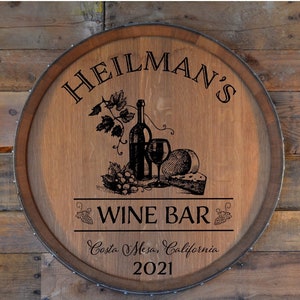 Monogrammed Personalized Reclaimed Wine Barrel Head/Lazy Susan/Clock/Wall Art/Wall Hanging/Laser Engraved/Wedding Gift/Free Shipping