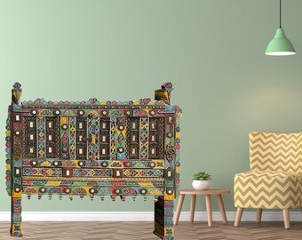 Vintage Damchiya TRIBAL Console Table, Vagabond Banjara Damchia, Handmade Indian Console Chest with Mirrors, 52x45