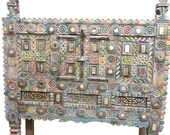 Blue Tribal Damchiya Console, Vintage Eclectic India Mirrors Traditional Sideboard, Spice Chest, Hall Table, Sofa Table