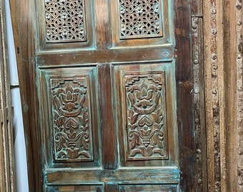 Hand Carved Barn Door Panel, Vintage Style Paneled Door, Bedroom Door, Interior, Reclaimed wood Door, Lattice Style Statement Doors 80x36