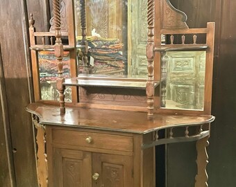 Old Bookshelf, Cabinet, Reclaimed Wood Wall Curio, Antique Indian Bookcase, Carved Wall Curio, Display Shelf With Drawer, Eclectic Decor