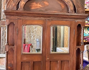 Antique BARN DOOR Rustic MIRROR Farmhouse Door Old Teak Door  Vintage Old World Interior Design 83x44