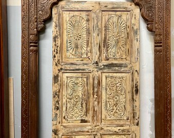 Beige Vintage Carved Barn Door, Rustic Bedroom Door, Sliding Door, Wall Art, Pantry Door, Rustic Unique Eclectic BLACK FRIDAY