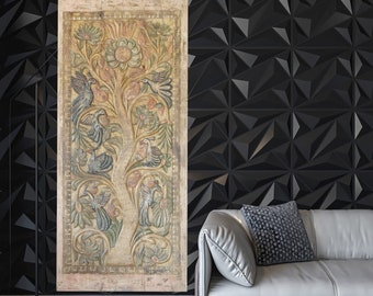 Hand Carved Barn Door, Boho barndoors, Sliding Farmhouse Door, Tree Of Life, Rustic Reclaimed Wood, Wall Art, Unique Eclectic, 96x40