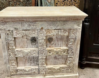 Antique White Cabinet, Tv Stand, Rustic home decor, Vintage Storage , Coffee Wine Bar, Handcrafted Credenza, Buffet, Chest, 38x36