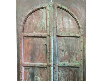 Rustic Old Door, Antique JAIPUR Door, TEAL RUSSETS Patina Door, Garden Teak Door,  Farmhouse Barndoors 87