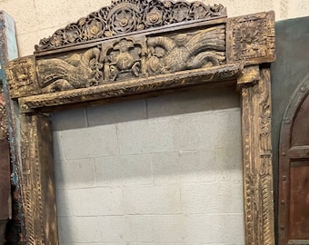 HOLD FOR LISA Architectural Archway, Rustic Floor Mirror Arch, Old Carved Doorway, Hand Carved Reclaimed Wood Farmhouse Eclectic Decor