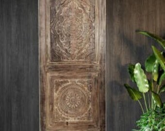 Rustic Modern Floral Carved Barn Door, Custom, Bypass Barndoor, Door Headboard, Interior Doors, Hinged Door, Pocket Door, Pantry Door 79x35