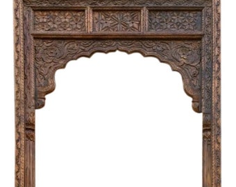 Architectural Huge Archway, Rustic Floor Mirror Arch frame, Unique Old Carved Doorway, Hand Carved Reclaimed Wood Farmhouse Eclectic Decor