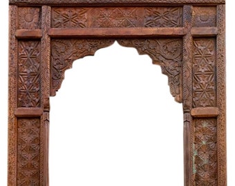 Antique Archway, Rustic Arch, Old Indian Doorway,Architectural Welcome Gate, Hand Carved Huge Floor Mirror, Artistic Room Divider 92x76