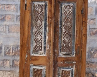 Rustic Carved Cabinet, Vintage Armoire, Whitewash Kitchen Cabinet, Unique Eclectic FARMHOUSE Decor
