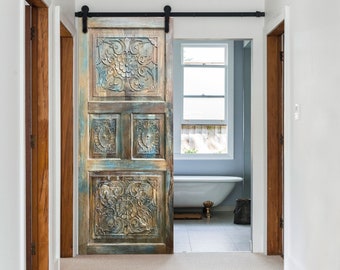 Vintage Carved Door Panel, Farmhouse BARN DOOR, Old Door, Rustic Wall Panel, Headboard, Barndoors 80x36