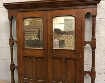 Antique Rustic Jharokha Mirror, Wall Art, Old Teak Window Panel, Accent Wall, Earthing Artisan Teak Wall Decor