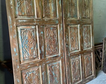 Rustic Carved Door, Farmhouse BARNDOOR, Holistic Carved Rustic Wall Panel, Old Reclaimed Wood Door, Boho Home 80x36