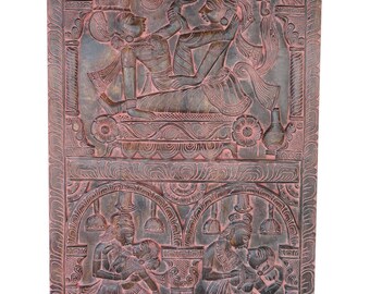 Wooden Carved Door Panel in Kamasutra Carvings Wood Door Panel Beautiful Rustic Panel, Wall Sculpture, Interior Decor