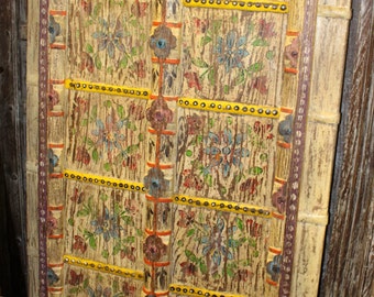 Antique Door Panels, Original Patina Floral, Outdoor Garden Sanctuary Teak India Old Door, Rustic Door