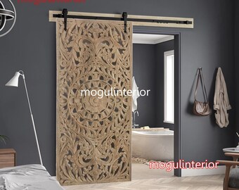 Natures Harmony Doors, Carved Lattice Doors, Lotus Garden, Sliding Door, Wall Art, Cabinet Doors, Hand Carved Door, Architectural, 80x36
