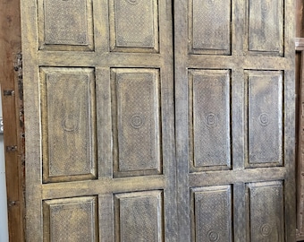 Brass Cladded Barn Doors, Sliding Track Door, Hand Carved, Indian Door Panels, Interior Doors, Moorish, Paneled Bedroom doors 96