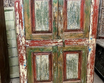 Vintage Spanish Style Cabinet Old Teak Furniture Rustic Storage Cabinet Antique Carved Indian Armoire Country Ranch Furniture Home Decor 70
