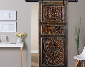 Hand-Carved Interior Barn Doors, Old World, Farmhouse Door, Sliding Barn Door, Reclaimed wood, Statement Door, Interior Designer, 84x36