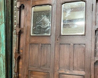 Antique Mirror Door, Barn door Vintage Indian doors, barn door, front door, interior exterior teak wood carved extraordinary Doors 83x44