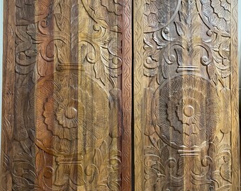 Custom Sliding Barn Door, Rustic Wall Art, Artistic Barn Doors, Thousand Petaled Lotus Carving Door Panel, Yoga Unique Eclectic BLACK FRIDAY