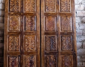 Rustic Carved 8 Paneled Doors, Sliding Barn Door, Interior Door, Vintage Carved French Door, Barndoor, Custom, Pantry, Bedroom Doors, 7'x3'