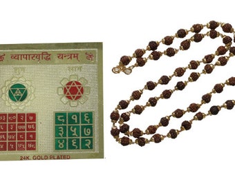 Vastu Sacred Geometry Yoga Jewelry Malabeads Rudraksha Gold Caps Beads Japa Malas With vyapar vridhi yantra
