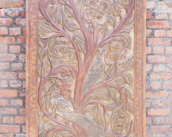 Vintage Door, Rustic Wood, Holistic Tree of Life Barn, Door Panel, Sculpture WALL Relief, Kalpavriksha Art 84x40