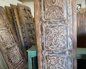 Rustic Barn Door, Distressed Wood Sliding Door Panels, Beautiful Carved Barndoors, Vintage Unique Eclectic, 84x32