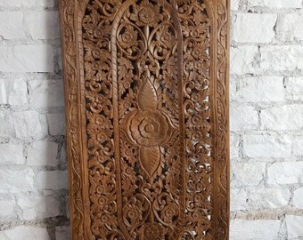Artisan Elegance: Hand-Carved Floral Lattice Barn Doors for Interior Spaces - Double or Single Sliding Doors, Eclectic Moorish Decor Accent