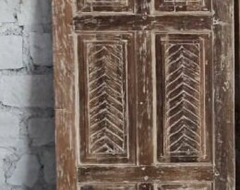 Unique barn door, Statement door, Whitewash Carved door, 6 Paneled Barn Door, Double or Single Sliding Door, farmhouse Interior Door, 80x30