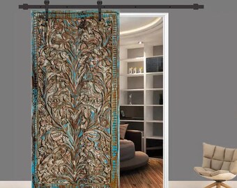 Tree Of Life Hand Carved Barn Door, Boho barndoors, Sliding Farmhouse Door, Rustic Reclaimed Wood, CUSTOM, Wall Art, Unique Eclectic, 84x40