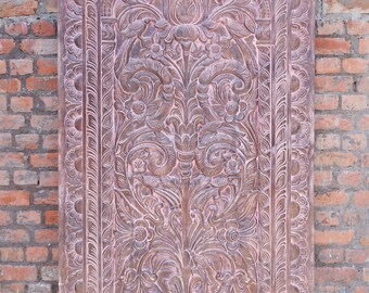 Indian Wall Decor ARTISTIC Hand-Carved Tree of Dreams Boho Eclectic Interior Barn Door VINTAGE Wood Single Doors Wall Art Decor 84